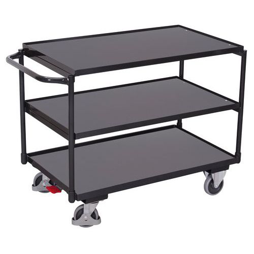 Policový vozík s madlem, do 250 kg, 3 police, 85 x 102,5 x 52,5 cm, šedý