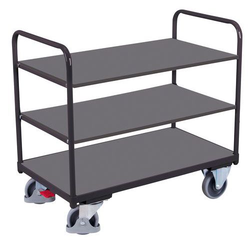 Policový vozík, do 250 kg, 3 police, 99 x 91 x 50 cm, šedý