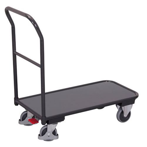 Plošinový vozík s madlem, do 200 kg, 95 x 45 x 94,5 cm, šedý
