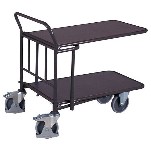 Plošinový vozík C + C s protiskluzovým povrchem, 2 police, do 400 kg, 99 x 64 x 96,5 cm, šedý