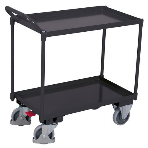 Policový vozík s kovovými policemi, 2 police, do 400 kg, 101,5 x 50 x 102,5 cm, šedý