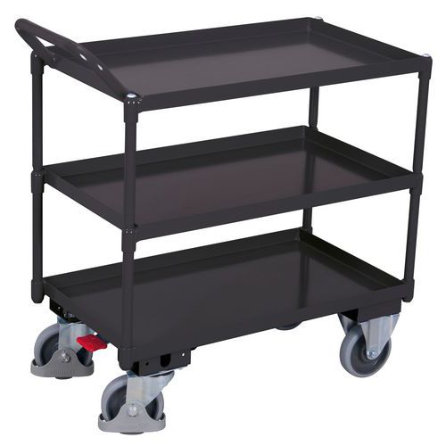 Policový vozík s kovovými policemi, 3 police, do 400 kg, 101,5 x 50 x 102,5 cm, šedý