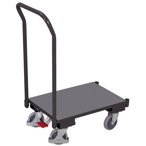 Plošinový vozík Euro s madlem, do 250 kg, 74 x 41,5 x 100 cm, šedý