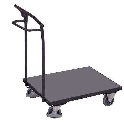 Plošinový vozík s madlem a ruční brzdou, do 250 kg, 94,5 x 60 x 101,5 cm, šedý