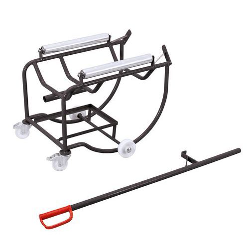 Vozík na naklápění sudů, 2 ocelové válečky, 200 l, do 250 kg, šedý