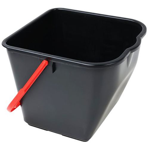 Plastový kbelík Manutan Expert s výlevkou, 15 l, černý/červený