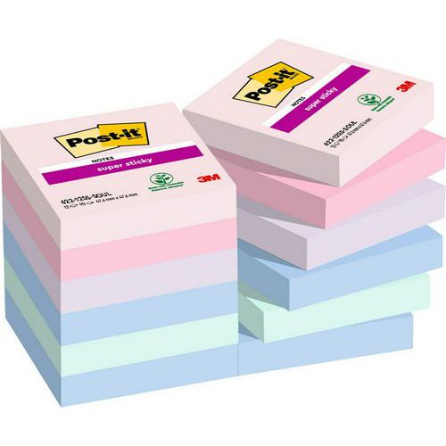 Bloček samolepicí Post-it Super Sticky, 47 x 47 mm, 12 x 90 ks