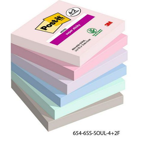 Bloček samolepicí Post-it Super Sticky, 76 x 76 mm, 6 x 90 ks