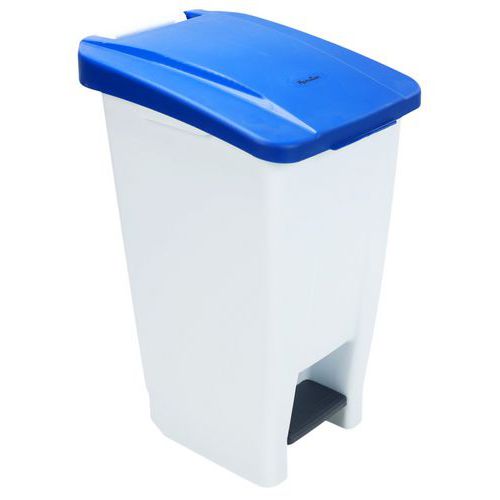 Plastový odpadkový koš Manutan Expert, objem 60 l, bílý/modrý