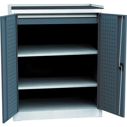 Dílenská skříň na nářadí s jednou zásuvkou, 118 x 95 x 60 cm, šedá/tmavě šedá