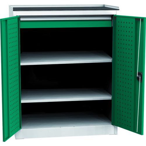 Dílenská skříň na nářadí s jednou zásuvkou, 118 x 95 x 60 cm, šedá/zelená