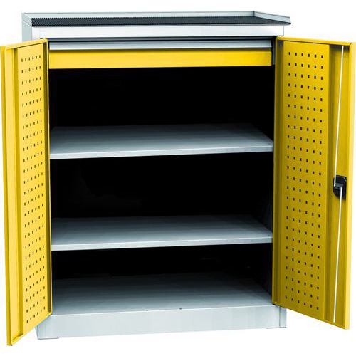 Dílenská skříň na nářadí s jednou zásuvkou, 118 x 95 x 60 cm, šedá/žlutá