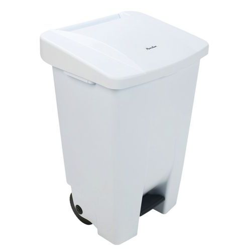 Plastový odpadkový koš Manutan Expert Handy, objem 80 l, bílý/bílý