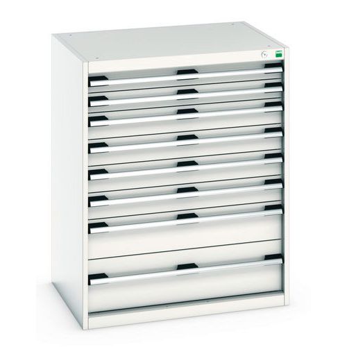 Dílenská zásuvková skříň Bott Cubio 200, 100 x 80 x 65 cm, 8 zásuvek, šedá-šedá