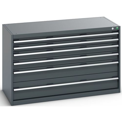 Dílenská zásuvková skříň Bott Cubio 200, 80 x 130 x 65 cm, 6 zásuvek, antracit-antracit