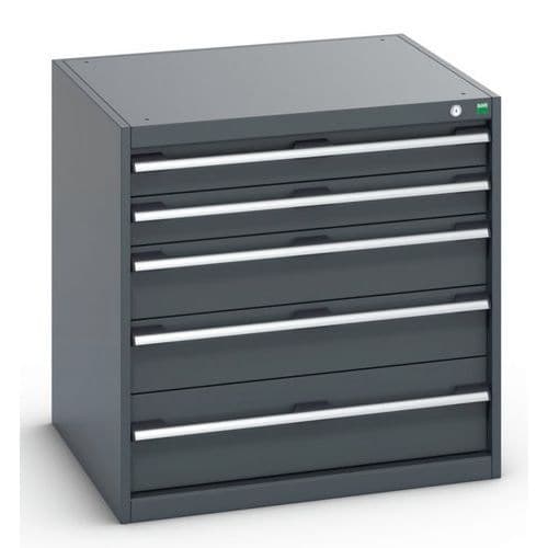 Dílenská zásuvková skříň Bott Cubio 200, 80 x 80 x 75 cm, 5 zásuvek, antracit-antracit