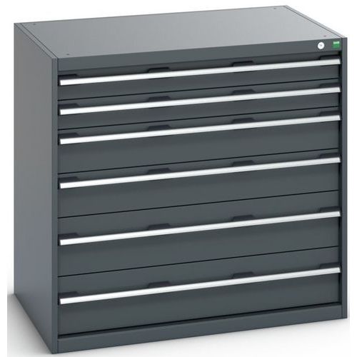 Dílenská zásuvková skříň Bott Cubio 200, 100 x 105 x 75 cm, 6 zásuvek, antracit-antracit