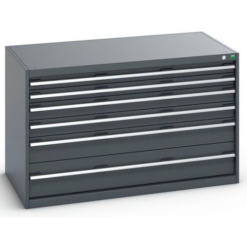Dílenská zásuvková skříň Bott Cubio 200, 80 x 130 x 75 cm, 6 zásuvek, antracit-antracit