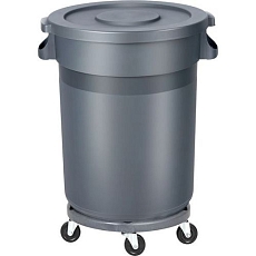 Plastový odpadkový koš Road s podvozkem a víkem, objem 68 l