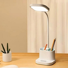 LED stolní lampa Platinet 5W, nabíjecí, USB port, bílá