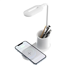 LED stolní lampa Platinet 3W, bezdrátové nabíjení, bílá