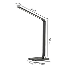 LED stolní lampa Platinet 10W, bezdrátové nabíjení, USB port, stříbrná
