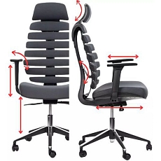 Kancelářská židle FISH BONES PDH černý plast, tmavě šedá