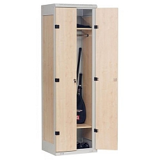 Svařovaná šatní skříň Tony I, 2 oddíly, cylindrický zámek, šedá/bříza