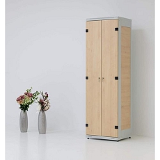 Svařovaná šatní skříň Tony I, 2 oddíly, cylindrický zámek, šedá/bříza