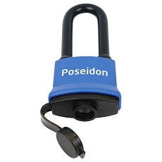 Ocelový visací voděodolný zámek s plastovým krytem s prodloženým třmenem, průměr třmene 7 mm, výška 52 mm,