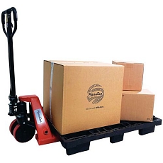 Paletový vozík Manutan Expert, do 2500 kg, polyuretanová řídicí kola