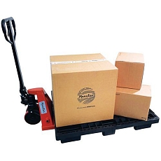 Paletový vozík Manutan Expert, do 2500 kg, polyuretanová řídicí kola