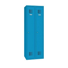 Svařovaná šatní skříň Raphael, 2 oddíly, cylindrický zámek, šedá/černá