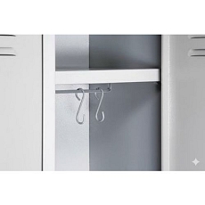 Svařovaná šatní skříň Daniel, 2 oddíly, cylindrický zámek, šedá/šedá