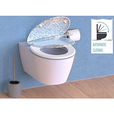 WC prkénko Schütte, soft close, Mosaik Blau-Orange