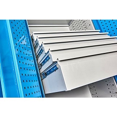 Kovová dílenská skříň, 195 x 95 x 50 cm, 2 police, 5 zásuvek