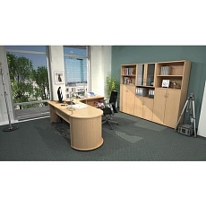 Spojovací deska stolů Gate, 80 x 80 cm (90o), pravé provedení, 1/4 kruh, dezén buk