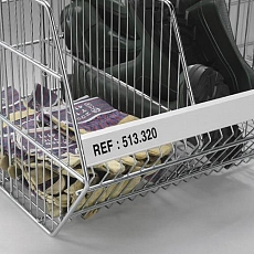 Kovové držáky etiket na drátěné boxy, 40 x 45 mm