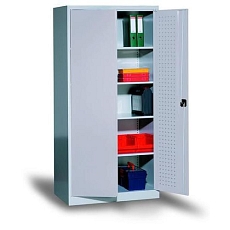 Kovová dílenská skříň, 195 x 95 x 60 cm, šedá/modrá