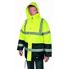 Zimní reflexní nepromokavá bunda s kapucí, žlutá, vel. XL