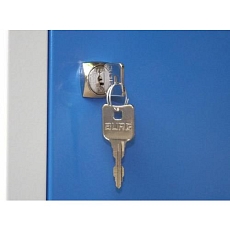 Svařovaná šatní skříň DURO VARIO, šedá/modrá, otočný uzávěr