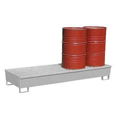 Ocelová záchytná vana Manutan Expert, pro 4 sudy, kapacita 440 l, pozink