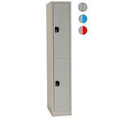 Svařovaná šatní skříň Manutan Expert Jean, 2 oddíly, cylindrický zámek, šedá/červená