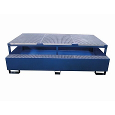 Ocelová záchytná vana pod IBC kontejnery, kapacita 1 000 l, 65 x 150 x 230 cm, pozink