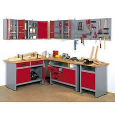 Dílenský stůl Monti, 84 x 120 x 60 cm, 2 zásuvky, 2 skříňky