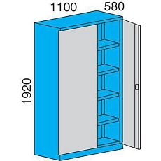 Kovová dílenská skříň, 192 x 110 x 58 cm
