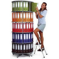 Otočná skříň na pořadače, průměr 81 cm, šedá, 2 patra