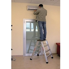 Hliníkové schůdky Camel s plošinou, oboustranné, 2 x 4 stupně