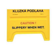 Přenosná výstražná tabule ČJ/AJ - Pozor! Kluzká podlaha