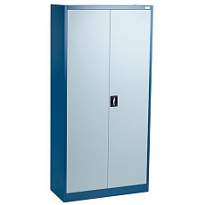 Kovová dílenská skříň, 185 x 90 x 40 cm, šedá/šedá - Manutan Expert